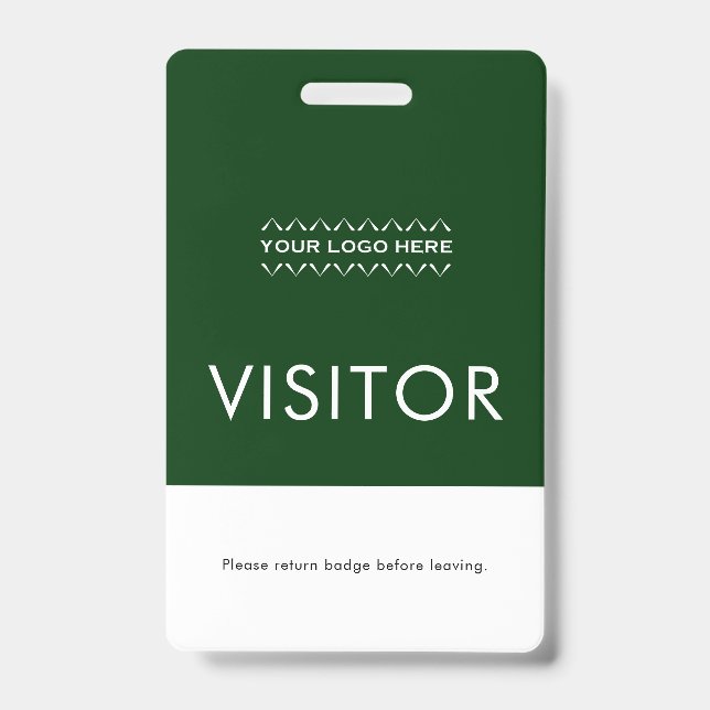 Custom Visitor Badge with Logo | Green ID Badge (Front)