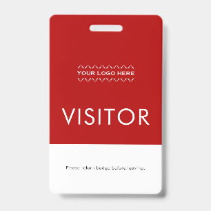 Custom Visitor Badge with Logo Red ID Badge