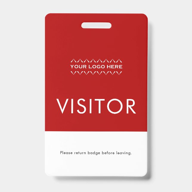 Custom Visitor Badge with Logo | Red ID Badge (Front)