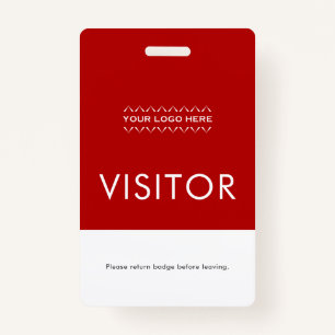 Custom Visitor Badge with Logo   Red ID Badge