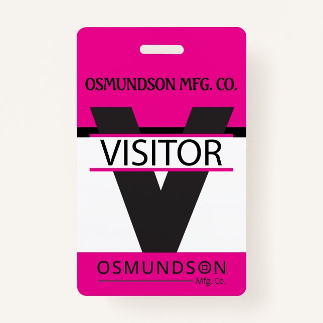 Custom - Visitor Badge with your Logo - Pink ID Badge (Front)