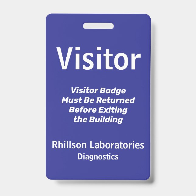 Custom Visitor ID Blue Badge (Front)