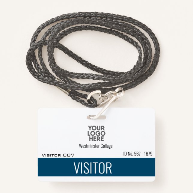 Custom Visitors Guests Logo Company Name ID   ID Badge (Front with Lanyard)