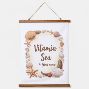 Custom “Vitamin Sea” Quote with Name Hanging Tapestry