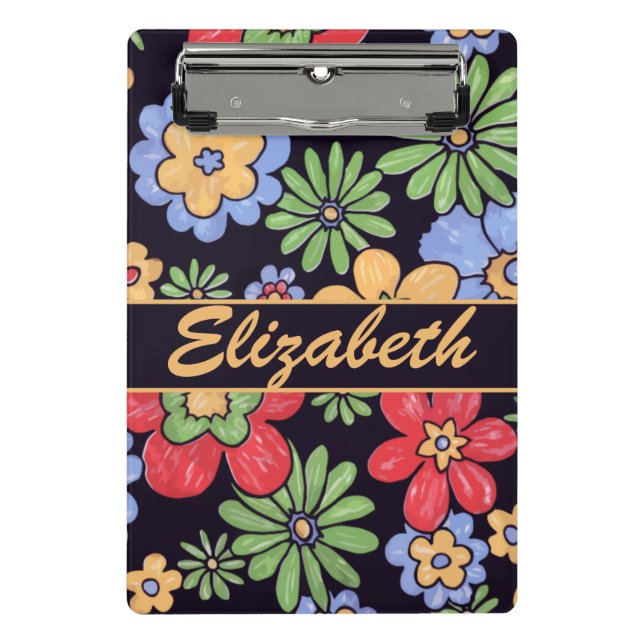 Custom Vivid Colourful Flowers to Personalise Mini Clipboard (Front)