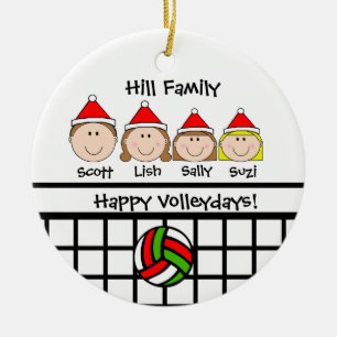Custom Volleyball Family Holiday Ornament