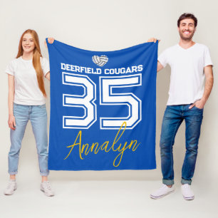 Custom Volleyball Name Number School Fleece Blanket