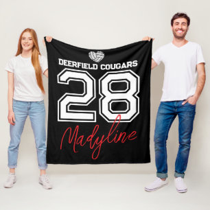 Custom Volleyball Name Number School  Fleece Blanket