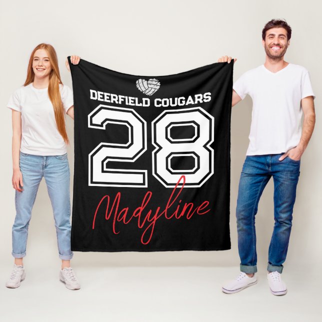 Custom Volleyball Name Number School  Fleece Blanket (In Situ)