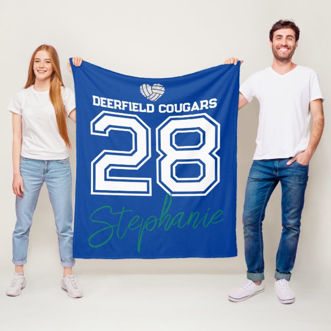Custom Volleyball Name Number School  Fleece Blanket (In Situ)
