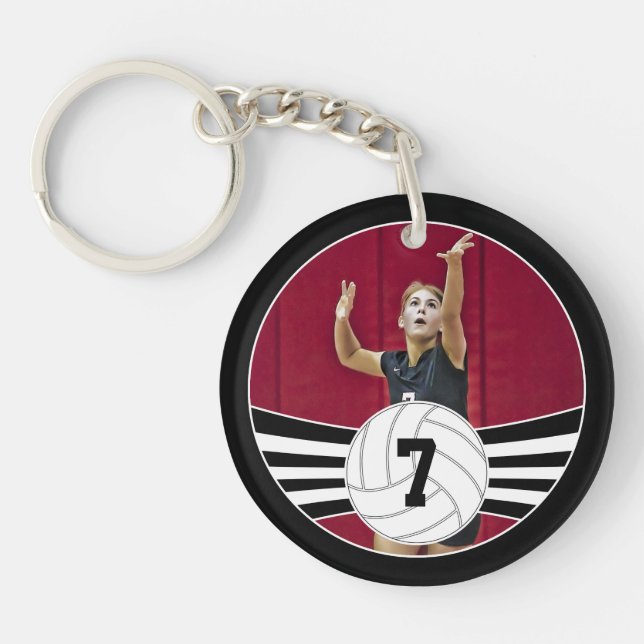 CUSTOM Volleyball Photo & Jersey Number Key Chain (Front)