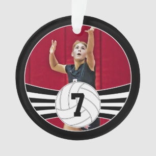 Custom Volleyball Photo & Text Christmas Ornament