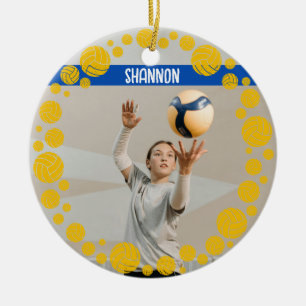 Custom Volleyball Picture Name Year Ceramic Tree Decoration