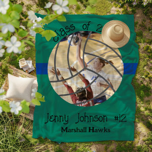 Custom Volleyball Picture Senior Night Graduation Fleece Blanket
