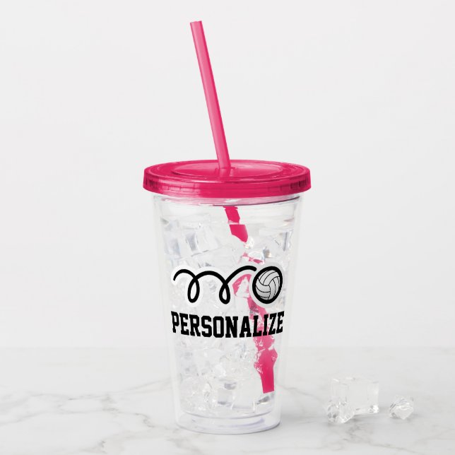 Custom volleyball player acrylic tumbler glass (Front Ice)