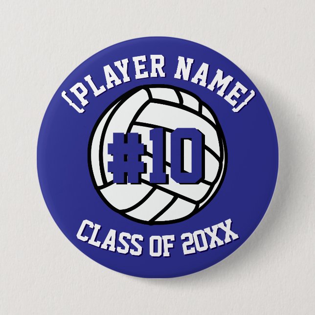 Custom Volleyball Player and Class 7.5 Cm Round Badge (Front)