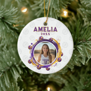 Custom Volleyball Player Photo Christmas Ceramic Tree Decoration