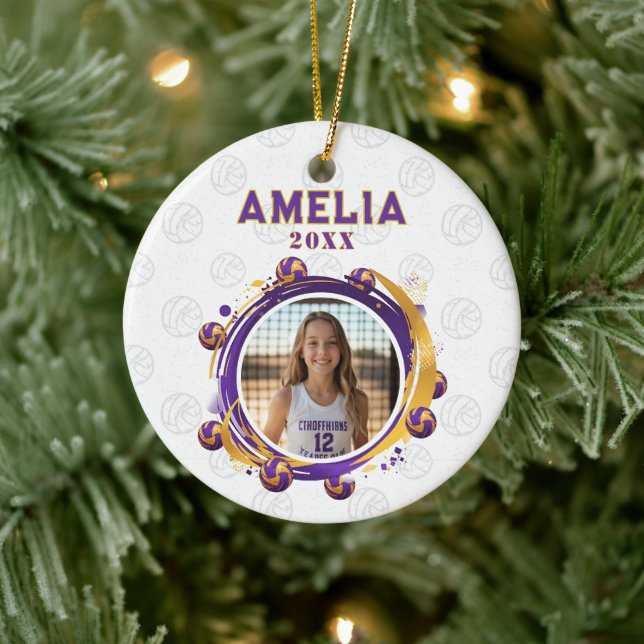 Custom Volleyball Player Photo Christmas Ceramic Tree Decoration (Tree)