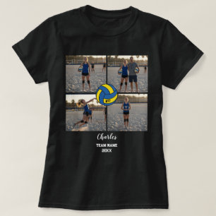 Custom Volleyball Player Photo Collage with Name T-Shirt