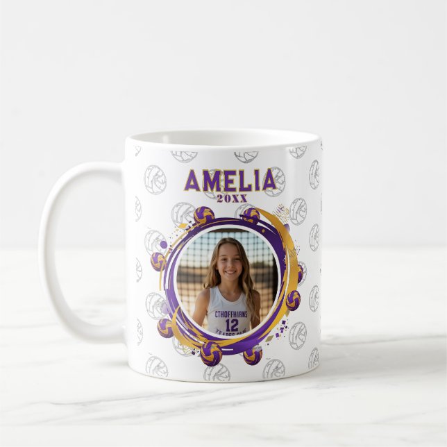 Custom Volleyball Player Photo Sports Coffee Mug (Left)
