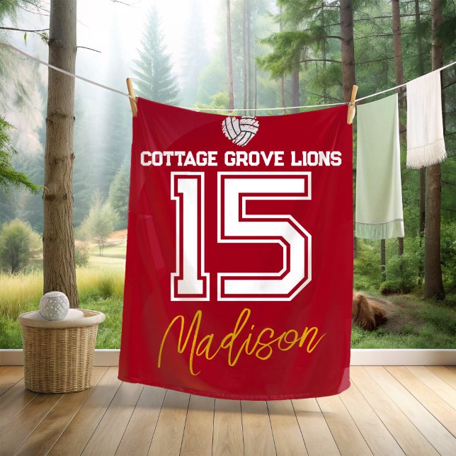 Custom Volleyball Senior Athlete Gift Fleece Blanket (Creator Uploaded)