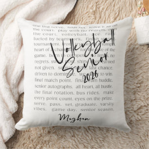 Custom Volleyball Senior Motivational Typography  Cushion