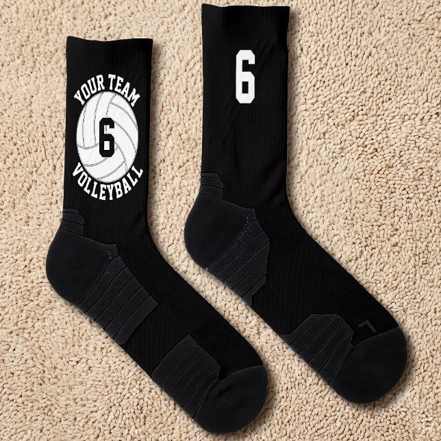 Custom Volleyball Team Name & Player Jersey Number Socks (Volleyball team socks with custom volleyball team name and player numbers. For practice and games!)