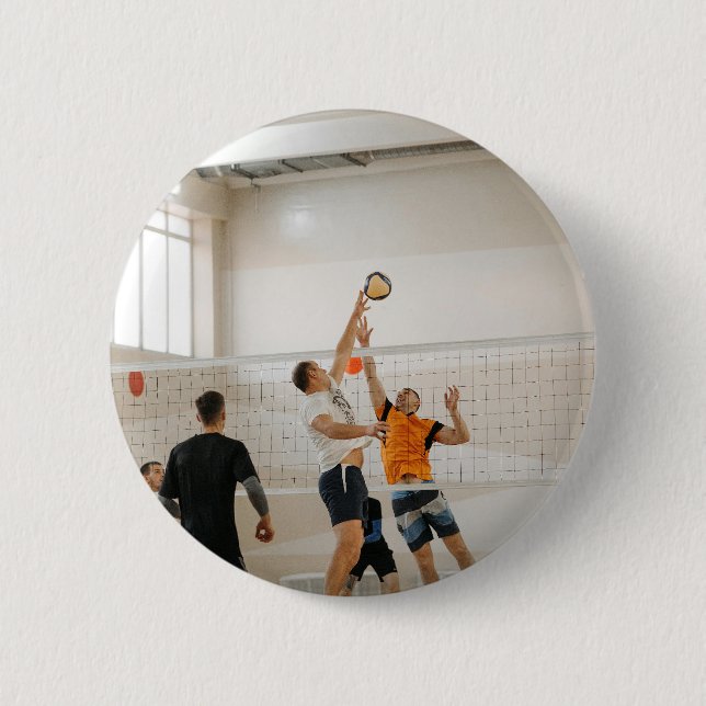 Custom Volleyball Team Photo 6 Cm Round Badge (Front)