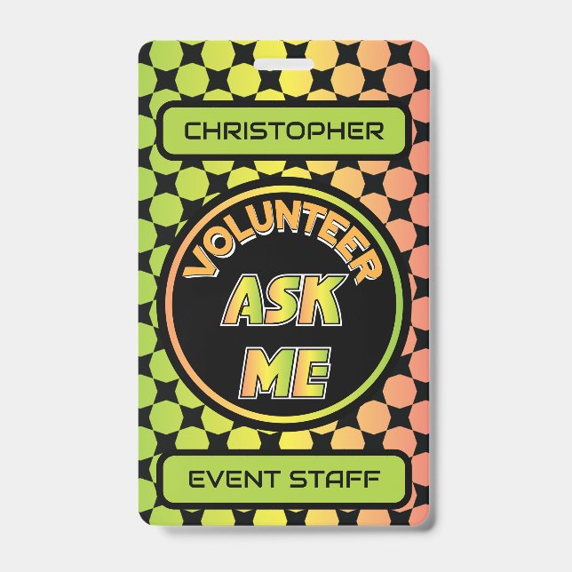 Custom Volunteer Event Staff Badge ID Badge (Front)