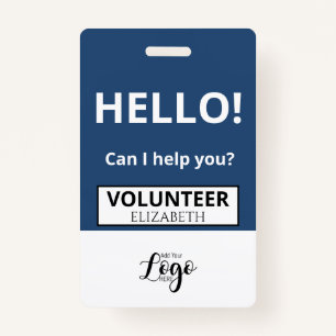 Custom Volunteer - Photo pass-  Name ID ID Badge