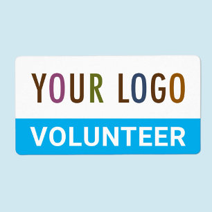 Custom Volunteer Stickers Labels with Logo Blue