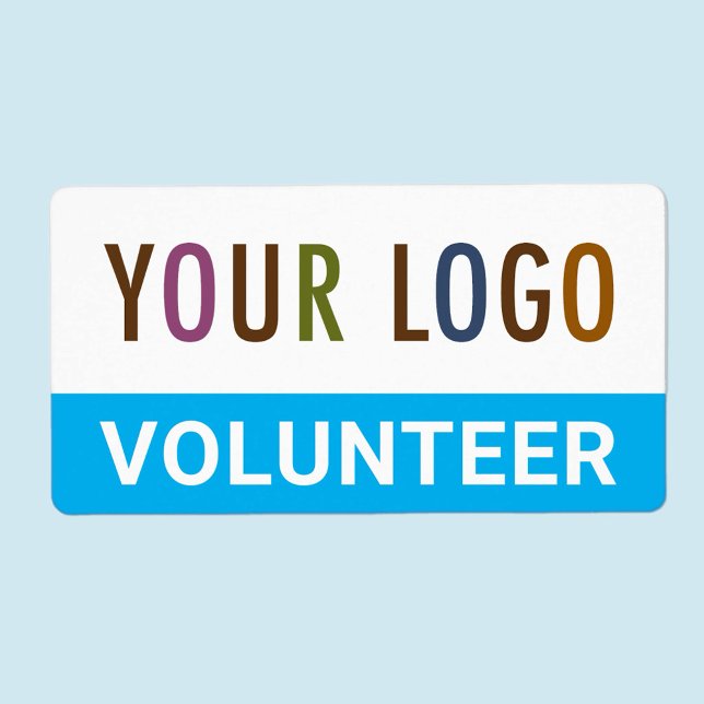 Custom Volunteer Stickers Labels with Logo Blue (MISOOK Volunteer Sticker with Logo)
