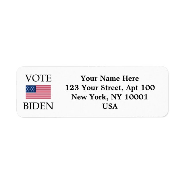 Custom Vote Biden Patriotic American Flag Label (Front)