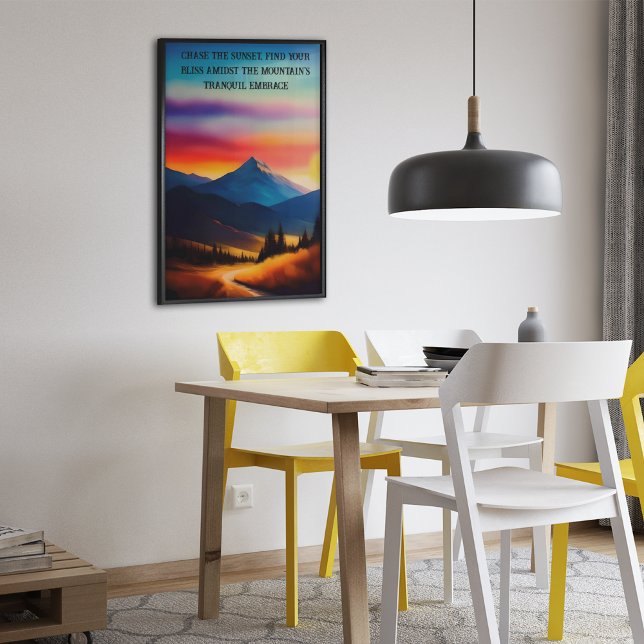 Custom Wall Art Watercolor Sunset Mountain Trail (Creator Uploaded)