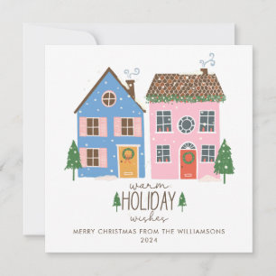 Custom Warm Holiday Wishes Cosy Winter Village