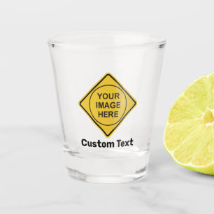 Custom Warning Diamond Sign Shot Glass