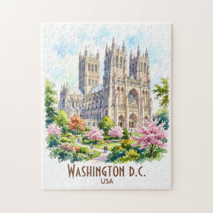 Custom Washington Cathedral Religious Watercolor Jigsaw Puzzle