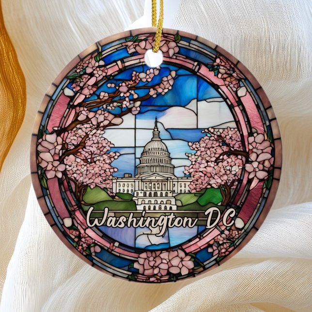 Custom Washington DC Dated Cherry Blossom  Ceramic Tree Decoration (Creator Uploaded)
