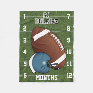 Custom- Watch Me Grow 👶 - Sport Football 🏈- Blue Fleece Blanket