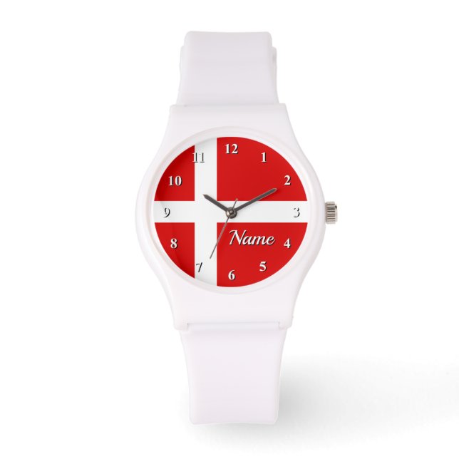 Custom watch with Danish flag of Denmark (Front)
