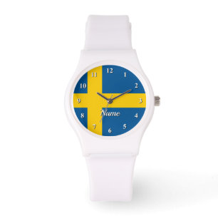 Custom watch with Swedish flag of Sweden