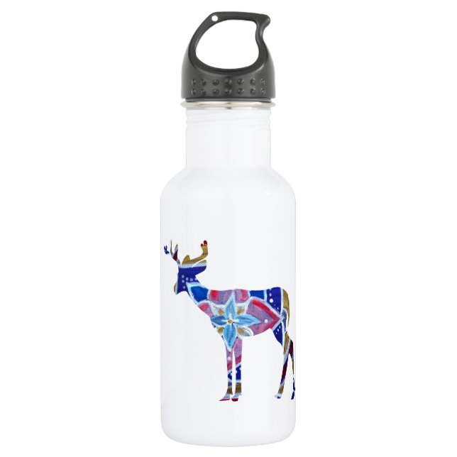 Custom Water Bottle (532 ml) Mandala Deer (Front)