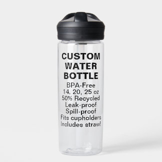 Custom Water Bottle + Straw (BPA BPS BPF Free)