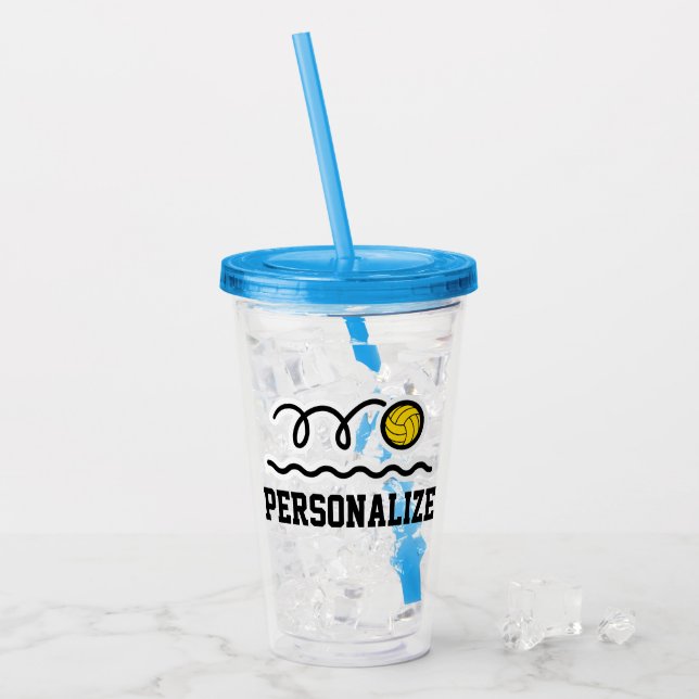 Custom water polo player acrylic tumbler glass (Front Ice)