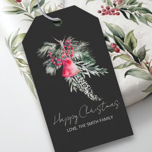 Custom Watercolor Abstract Winter Leaves Christmas Gift Tags
