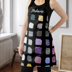 Custom Watercolor Artist Black Apron