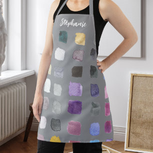 Custom Watercolor Artist Grey Apron