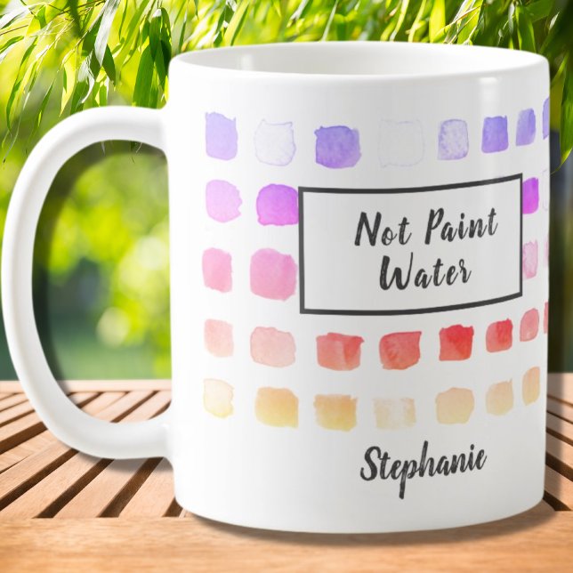 Custom Watercolor Artist Pink Not Paint Water Coffee Mug (Creator Uploaded)