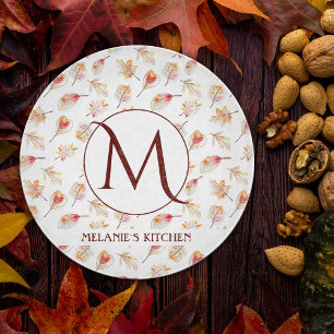 Custom Watercolor Autumn Monogram Kitchen   Cutting Board