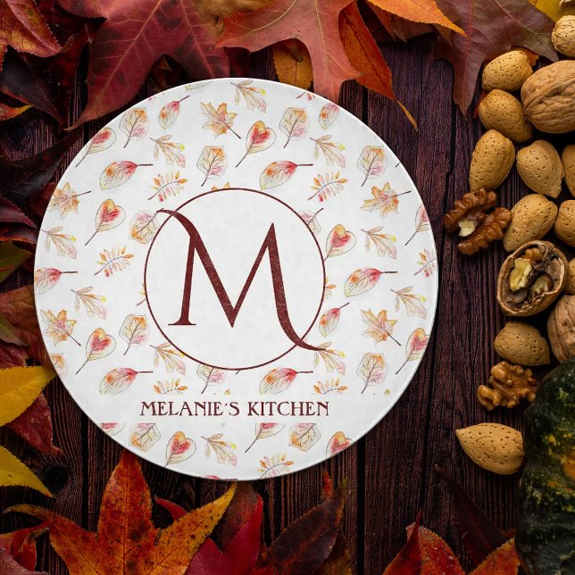 Custom Watercolor Autumn Monogram Kitchen   Cutting Board (Creator Uploaded)